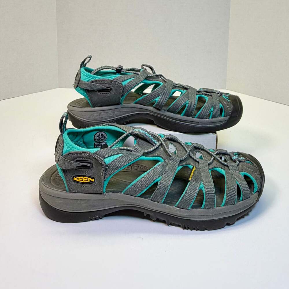 Keen Whisper Sport Walking Sandal Blue Teal Gray Waterproof Women’s 8
